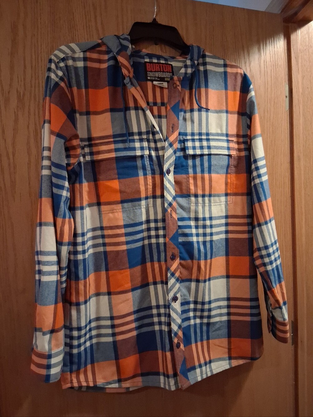 Burton Snowboards DRYRIDE technical flannel hooded shirt jacket/shacket, Large